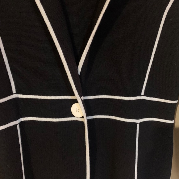 Kasper Black/White Long Cardigan Sweater sz S - Picture 2 of 6